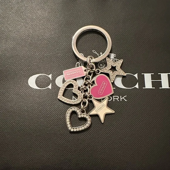Coach Pink and Silver Heart Keychain - Picture 4 of 7